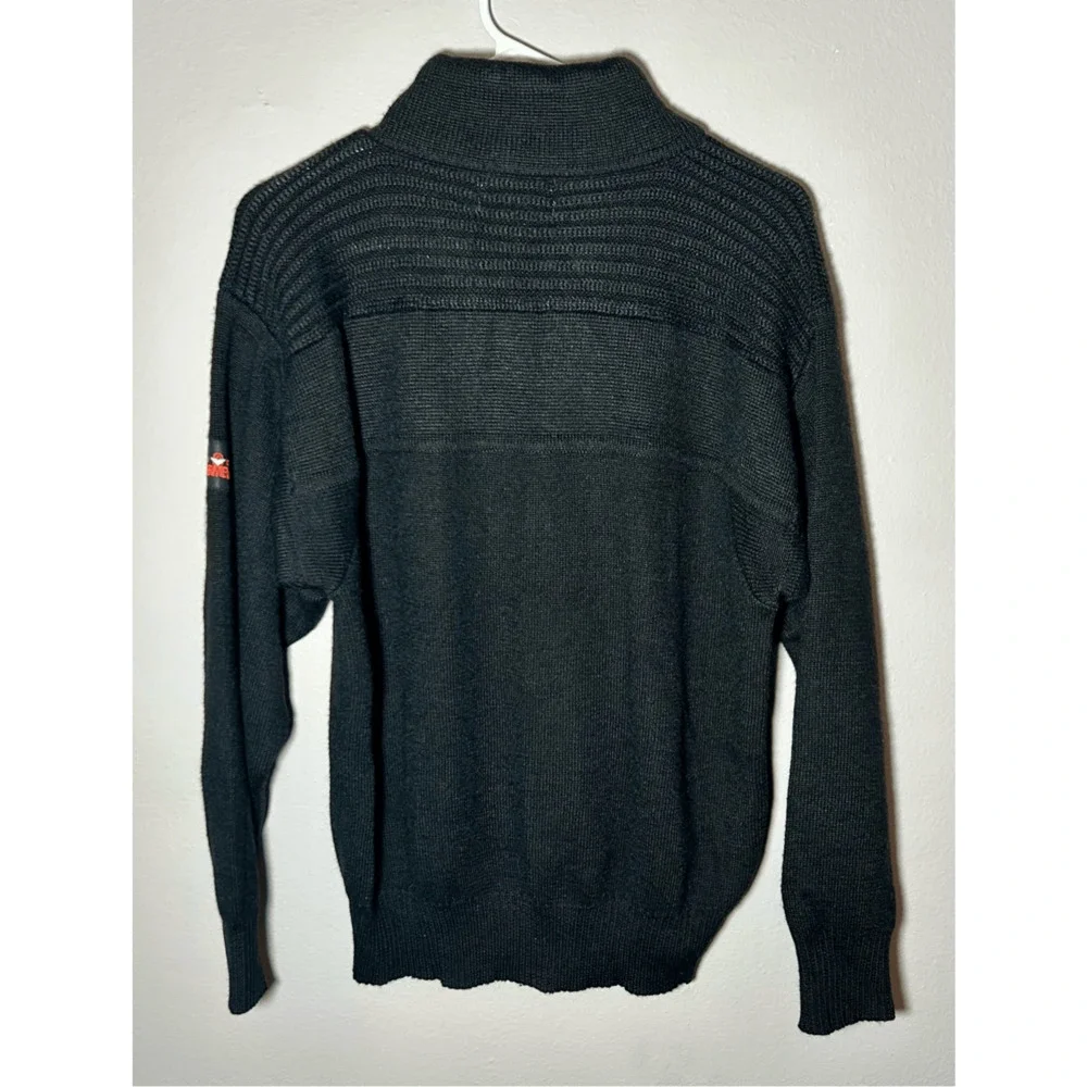 Vintage Men’s Obermeyer Sport Stefan Ski Sweater 1/4 Zip Wool Blend Black Sz S